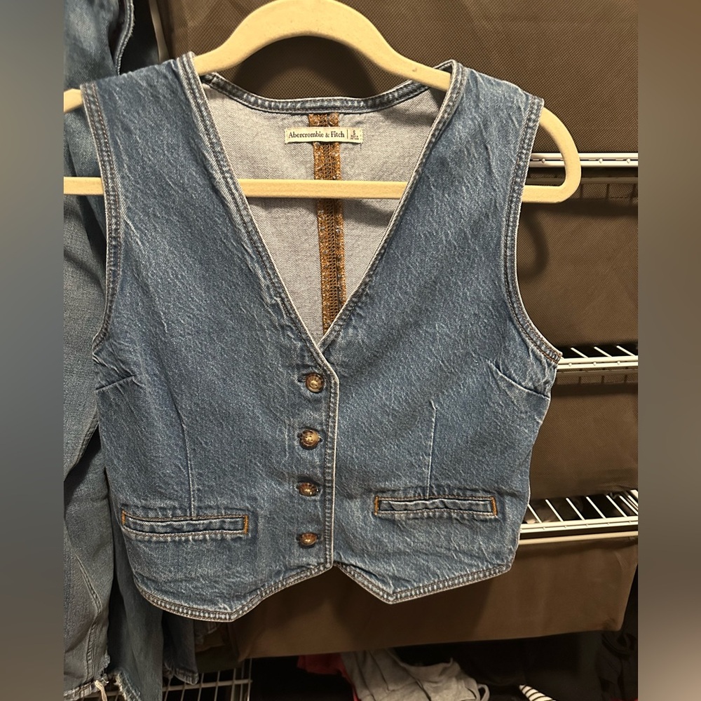 Abercrombie & Fitch Light Blue Denim Vest